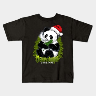 panda cannabis christmas Kids T-Shirt